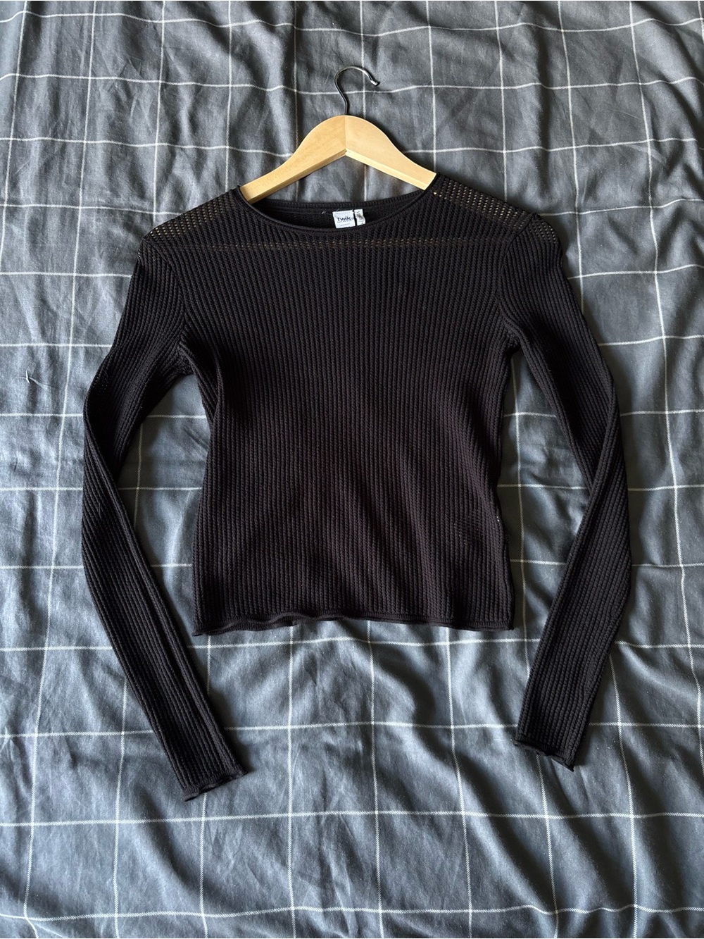 Simons Black Ribbed Long-Sleeve Tee
